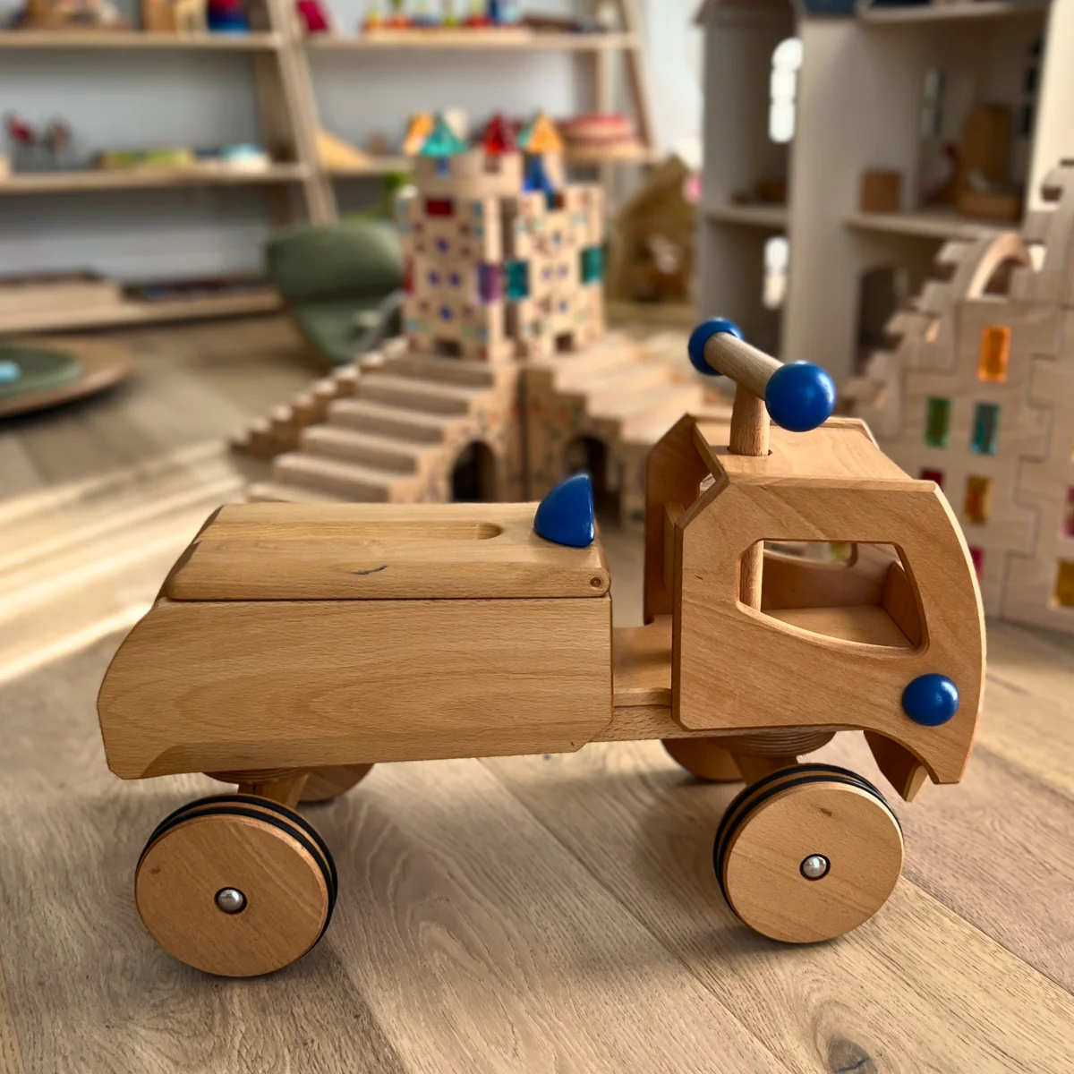Dynamiko Wooden Ride On - Transporter Blue 'Fred' - Image 11
