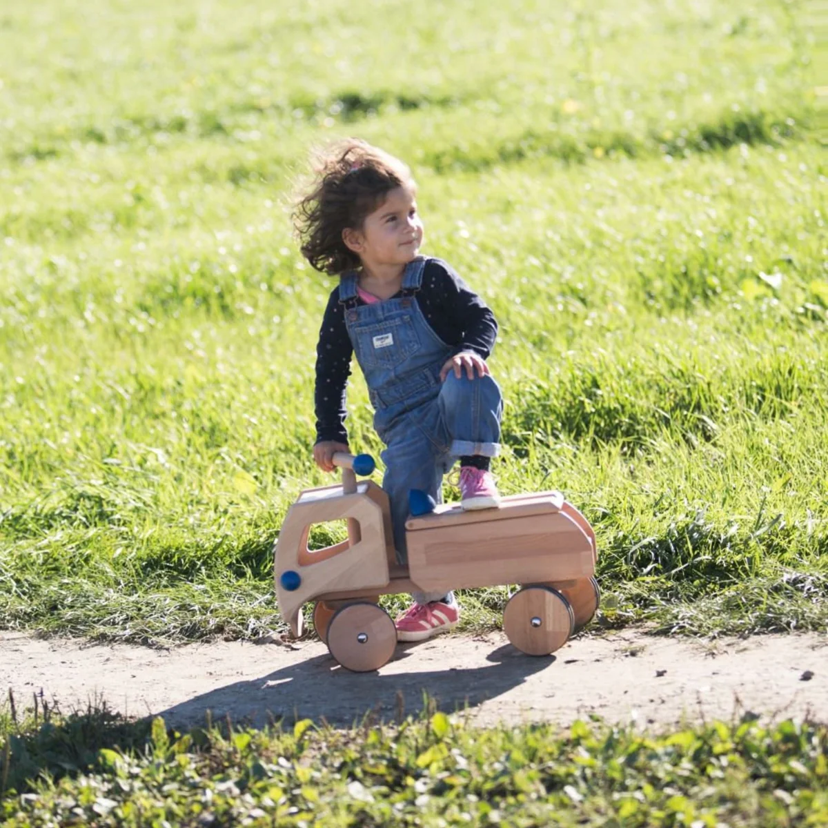 Dynamiko Wooden Ride On - Transporter Blue 'Fred' - Image 6