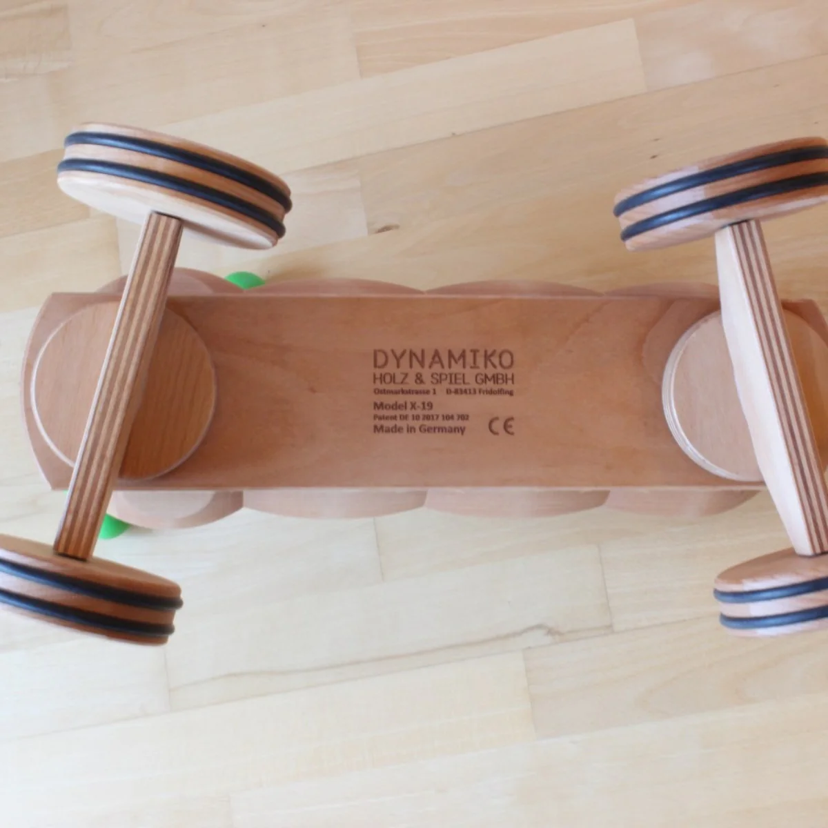 Dynamiko Wooden Ride On - Caterpillar Green - Image 3