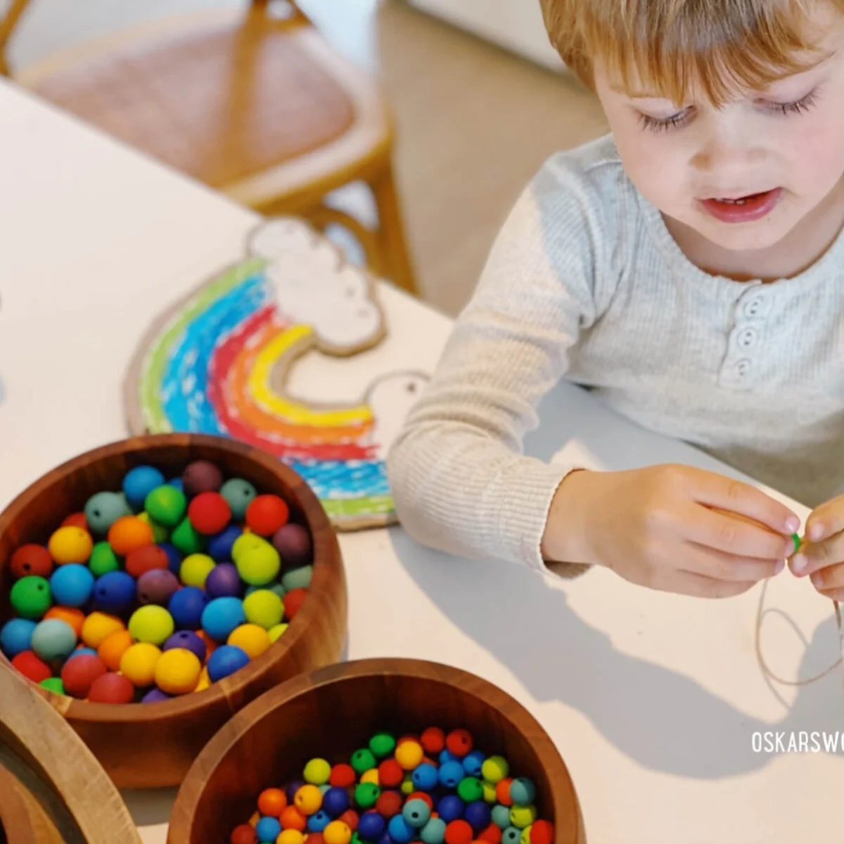 Grimm's Wooden Beads Rainbow - 120 Pieces, 12mm - Image 3