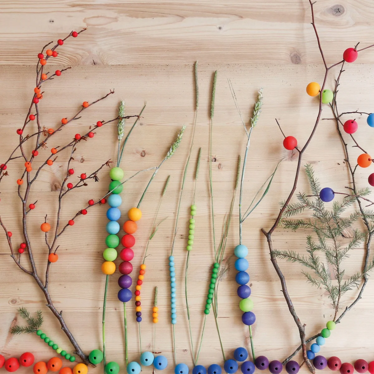 Grimm's Wooden Beads Rainbow - 120 Pieces, 12mm - Image 4