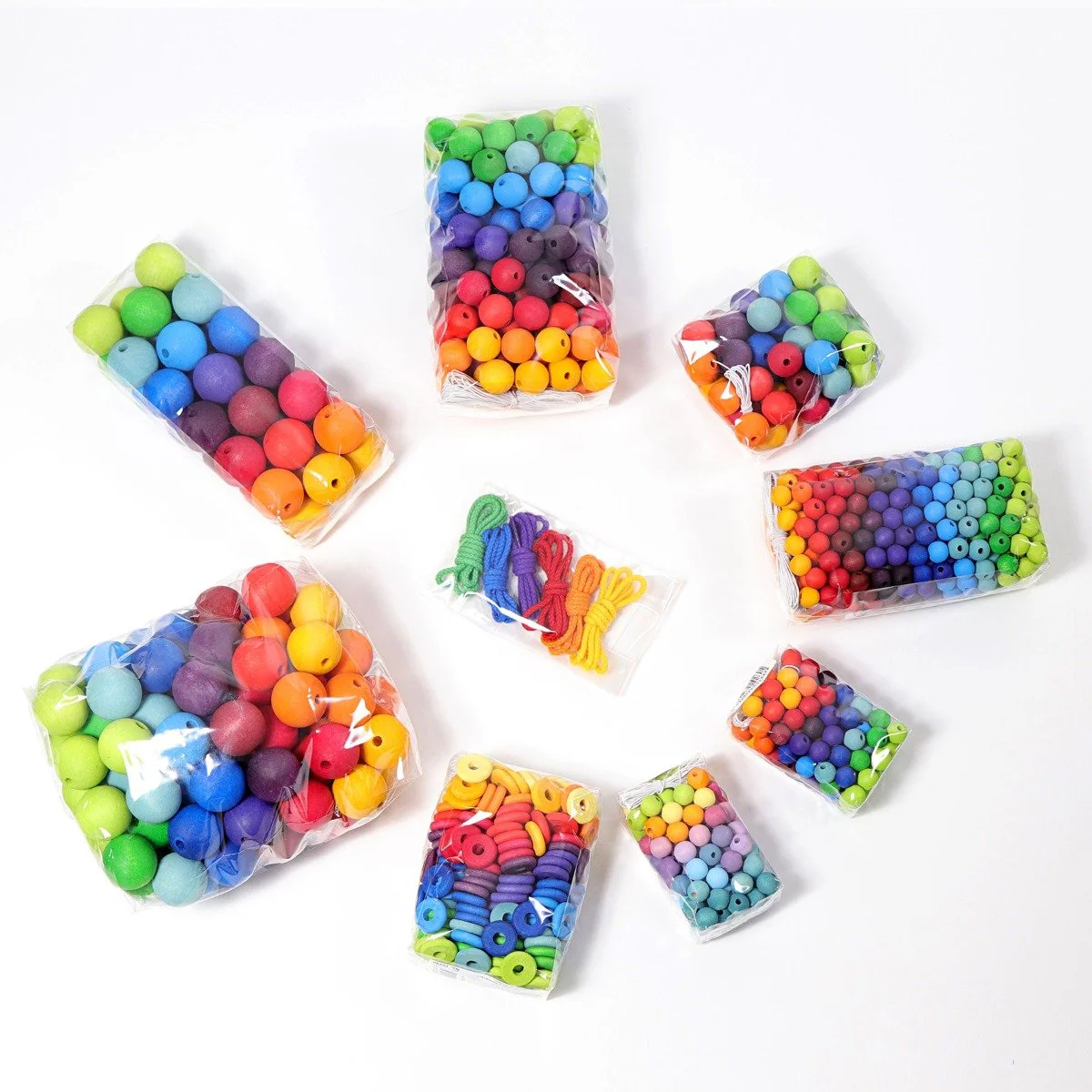 Grimm's Wooden Beads Rainbow - 180 Pieces, 20mm - Image 10