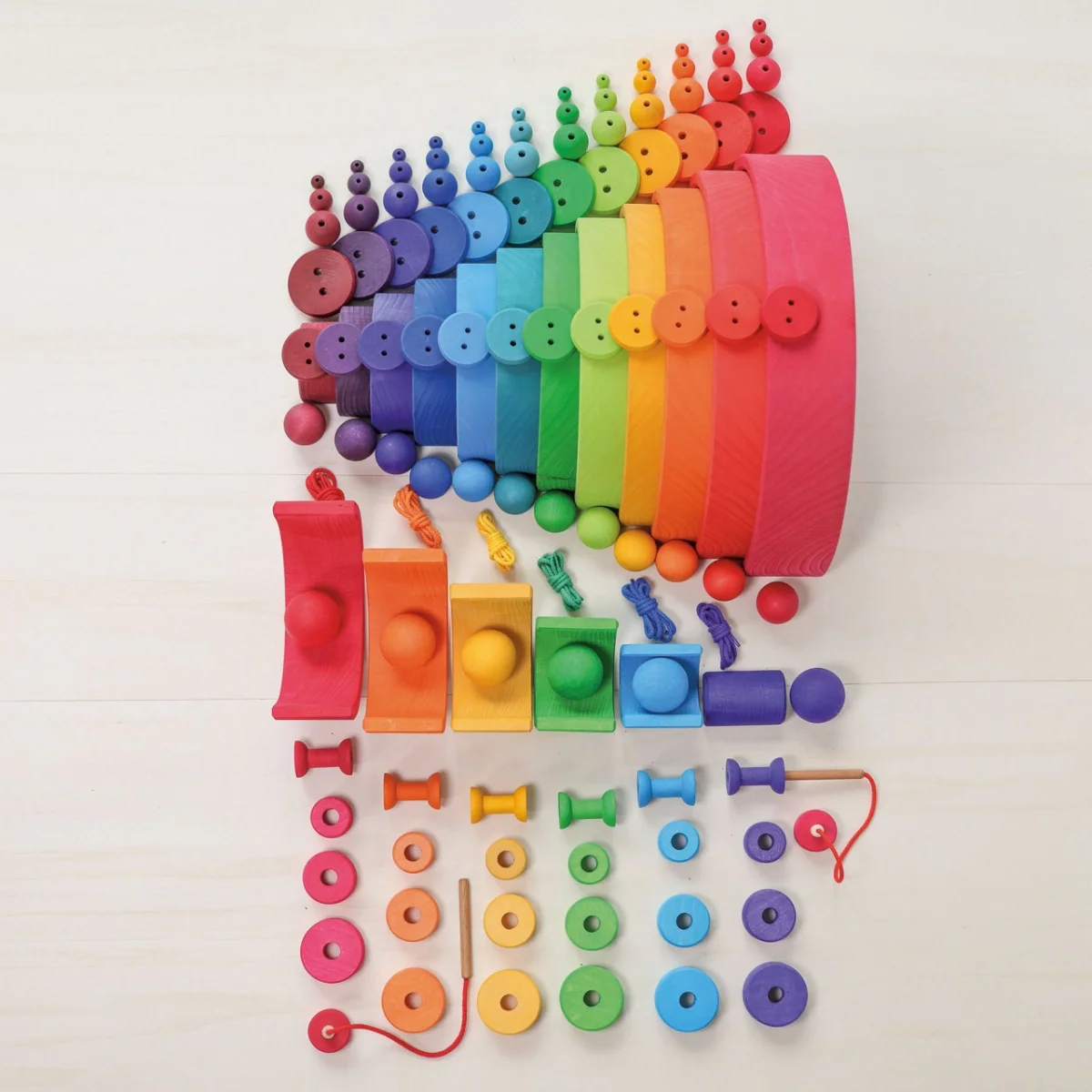 Grimm's Wooden Beads Rainbow - 60 Pieces, 20mm - Image 4