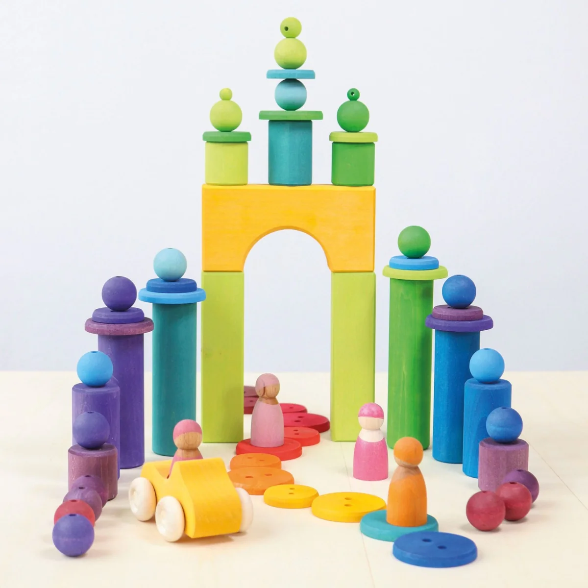 Grimm's Wooden Beads Rainbow - 96 Pieces, 30mm - Image 3