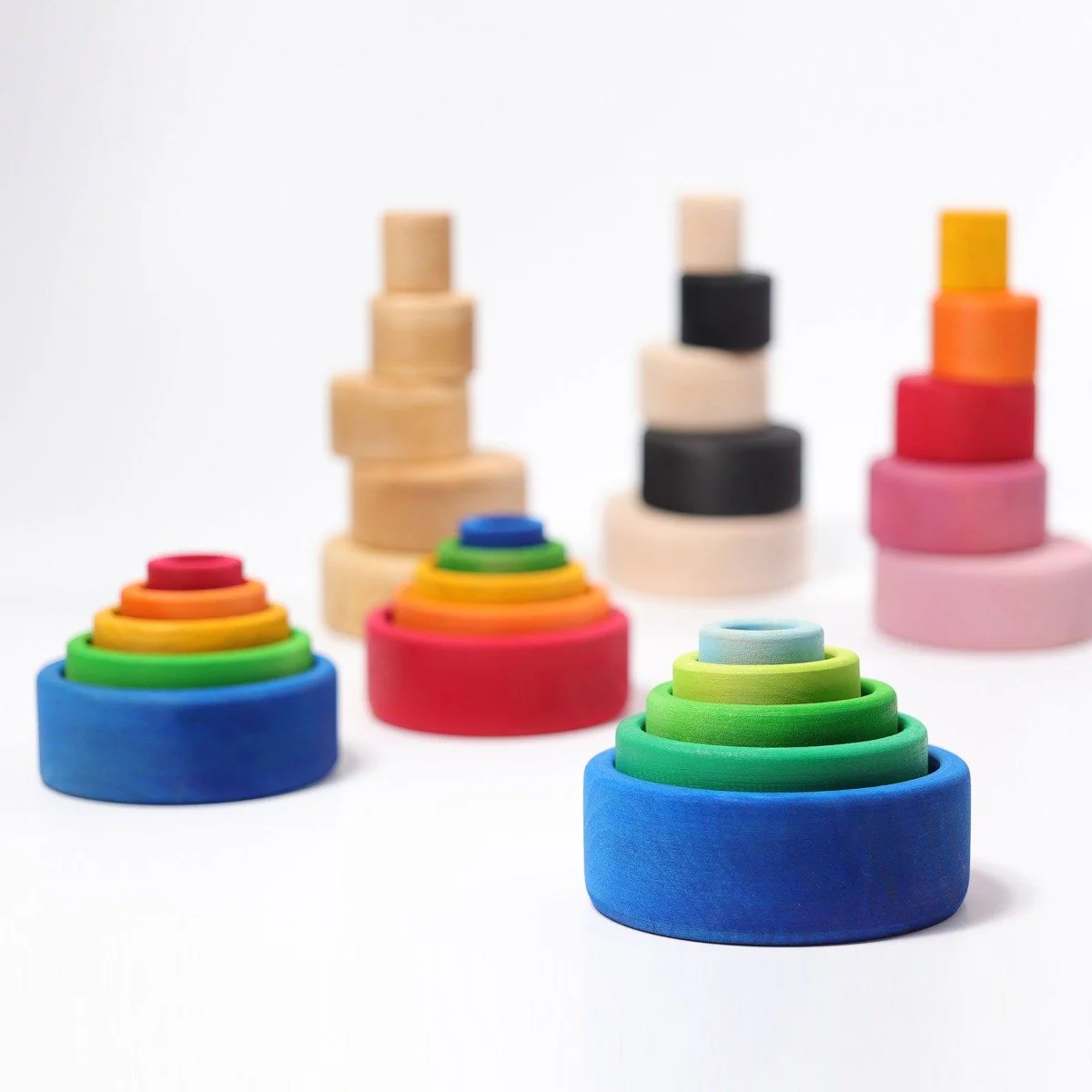 Grimm's Stacking Bowls - Rainbow Outside Blue - Image 9