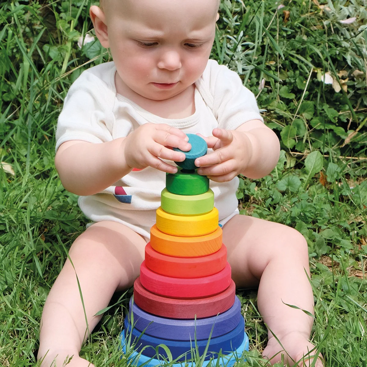 Grimm's Stacking Tower Conical Large - Rainbow - Image 3