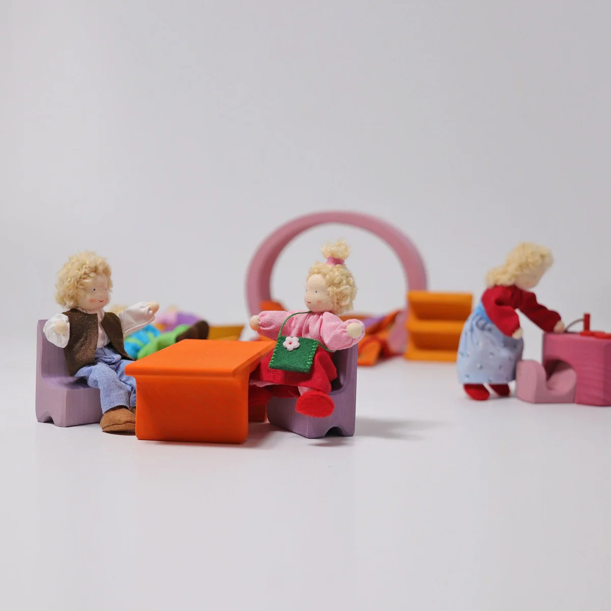 Grimm's Portable Doll House - Pink & Orange - Image 3