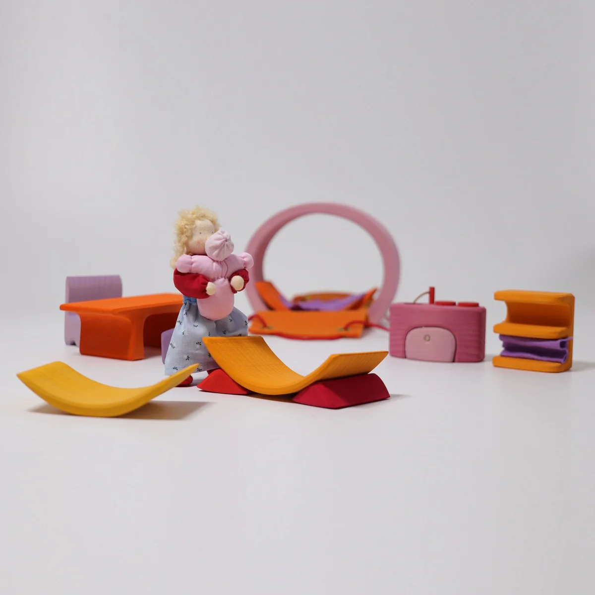 Grimm's Portable Doll House - Pink & Orange - Image 5