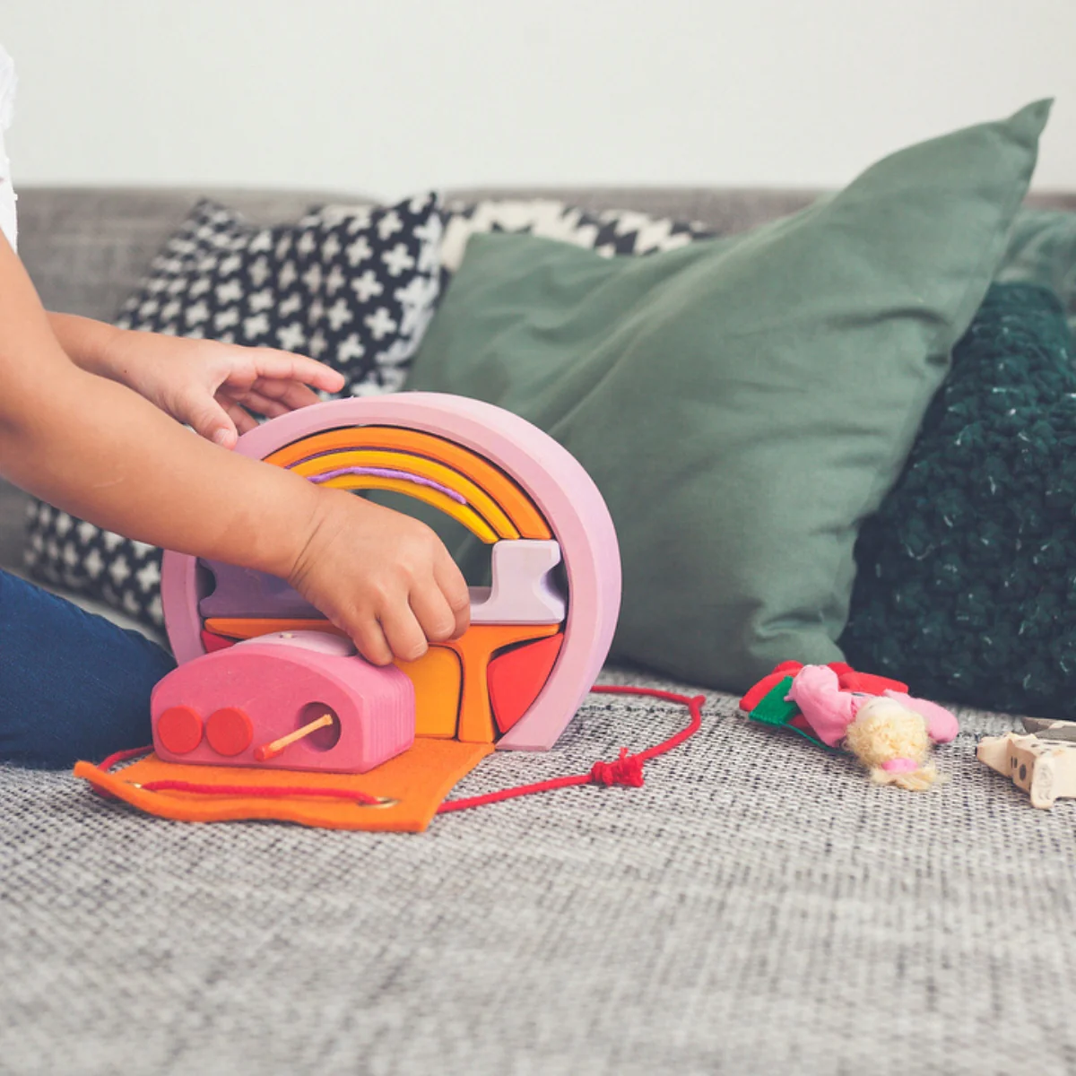 Grimm's Portable Doll House - Pink & Orange - Image 9