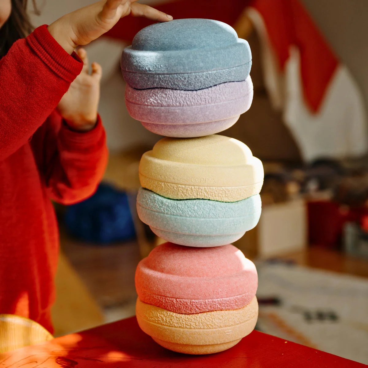 Stapelstein Balance Stepping Stones - Original Mini, Set of 6, Rainbow Pastel - Image 3