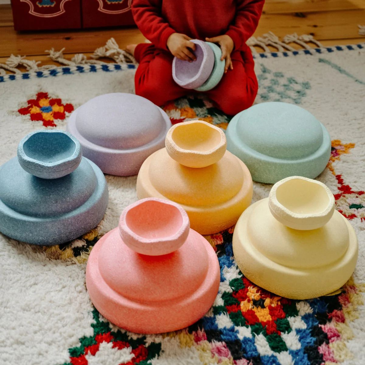 Stapelstein Balance Stepping Stones - Original Mini, Set of 6, Rainbow Pastel - Image 5