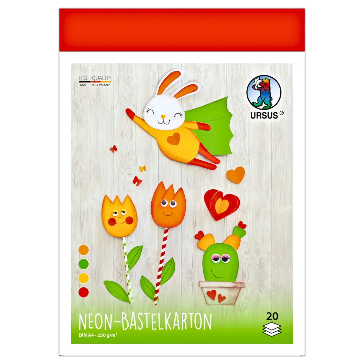 URSUS Cardboard - 20 Sheets, 4 Colours - A4, Neon - Image 8