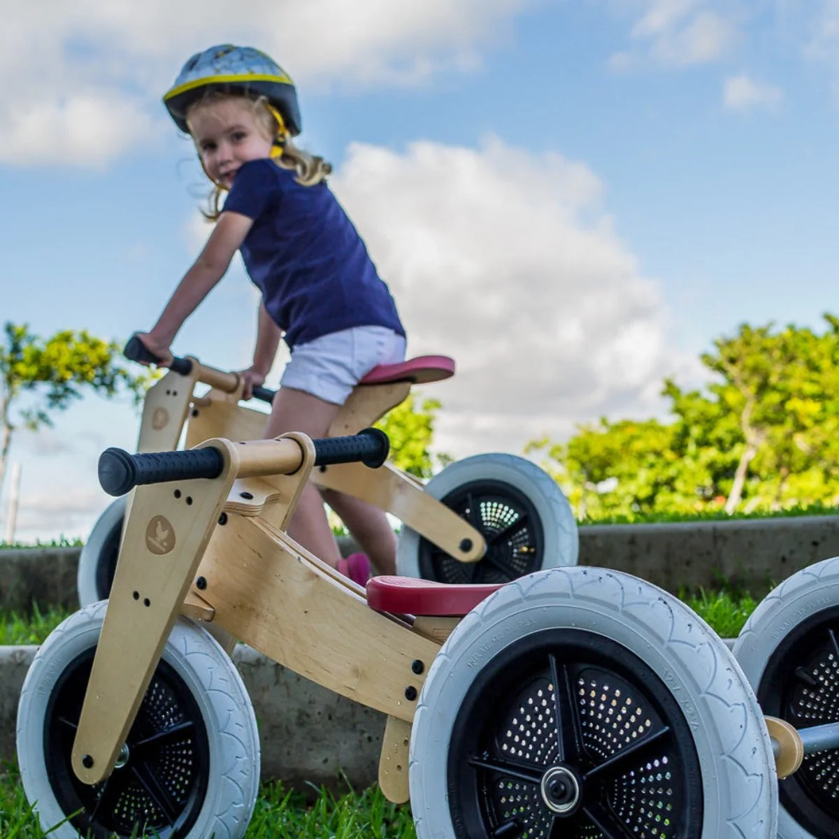 Wishbone Wooden Balance Bike & Tricycle 3 in 1 - Natural Birch - Image 14
