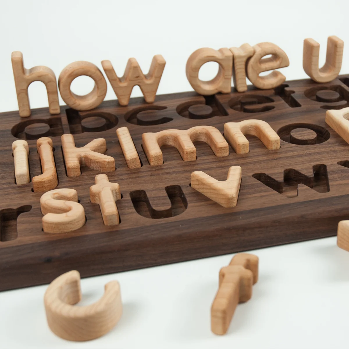 From Jennifer Lowercase Alphabet Letters Puzzle Walnut Board - Image 5