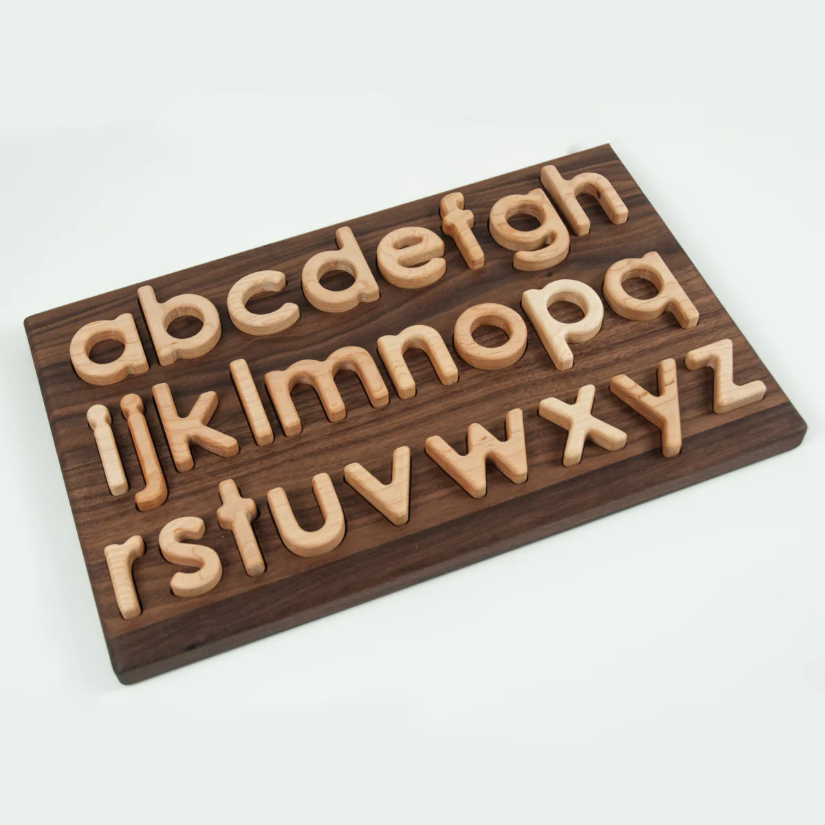 From Jennifer Lowercase Alphabet Letters Puzzle Walnut Board - Image 7