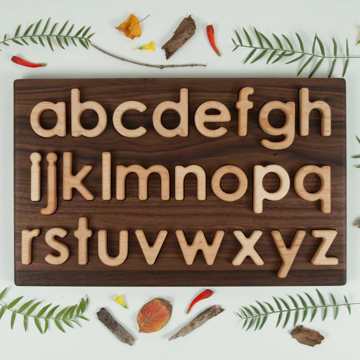 From Jennifer Lowercase Alphabet Letters Puzzle Walnut Board - Image 8